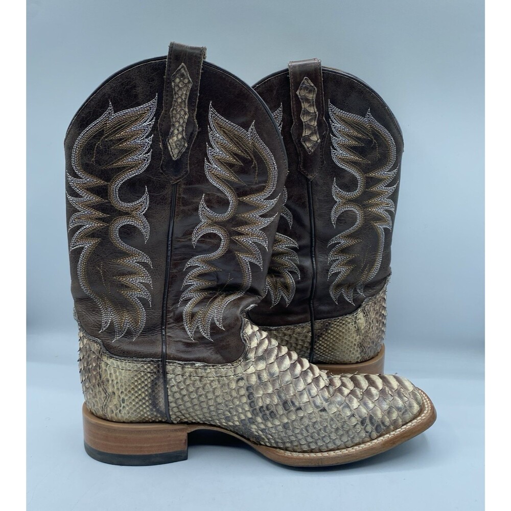 Cody James Western Boot Mens Men 8.5 D Exotic Pythons Brown Square Toe Cowboy
